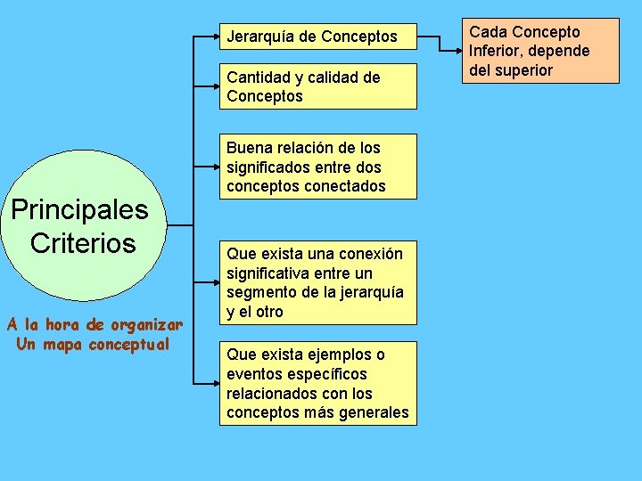 Jerarquía de Conceptos Cantidad y calidad de Conceptos Principales Criterios A la hora de