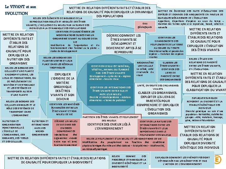 Le VIVANT et son EVOLUTION METTRE EN RELATION DIFFÉRENTS FAITS ET ÉTABLIR DES RELATIONS
