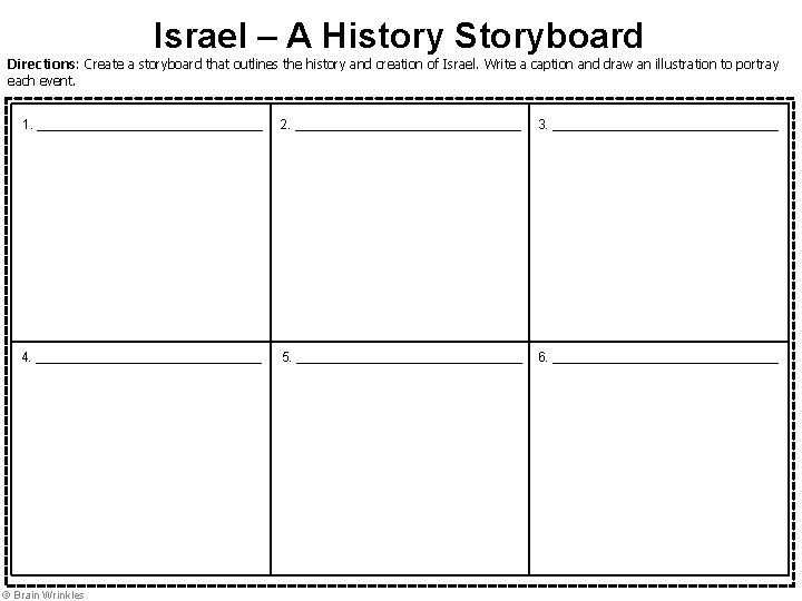 Israel – A History Storyboard Directions: Create a storyboard that outlines the history and