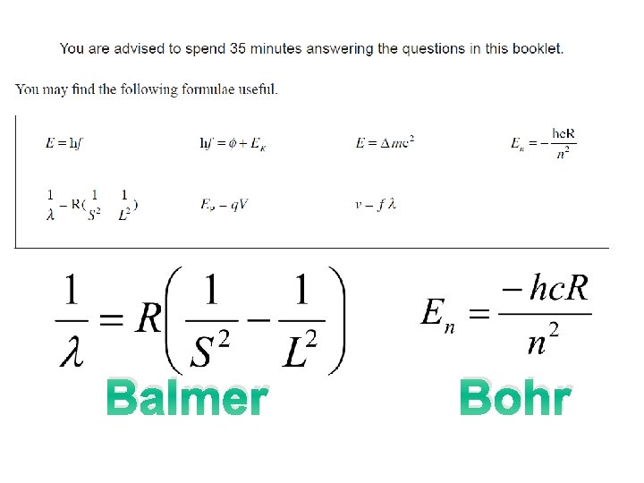 Balmer Bohr 