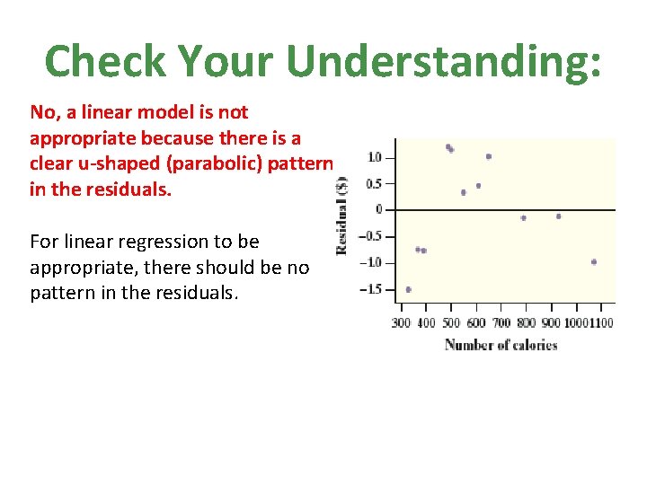 Check Your Understanding: No, a linear model is not appropriate because there is a