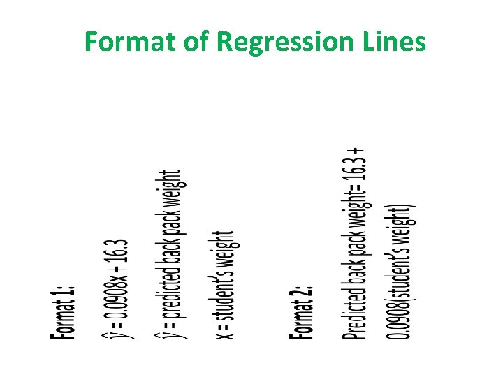 Format of Regression Lines • 