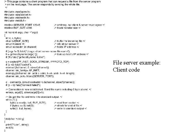 File server example: Client code 