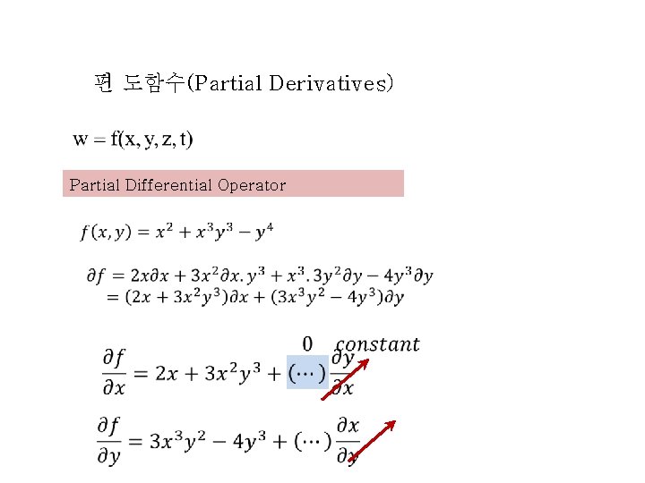 편 도함수(Partial Derivatives) Partial Differential Operator 
