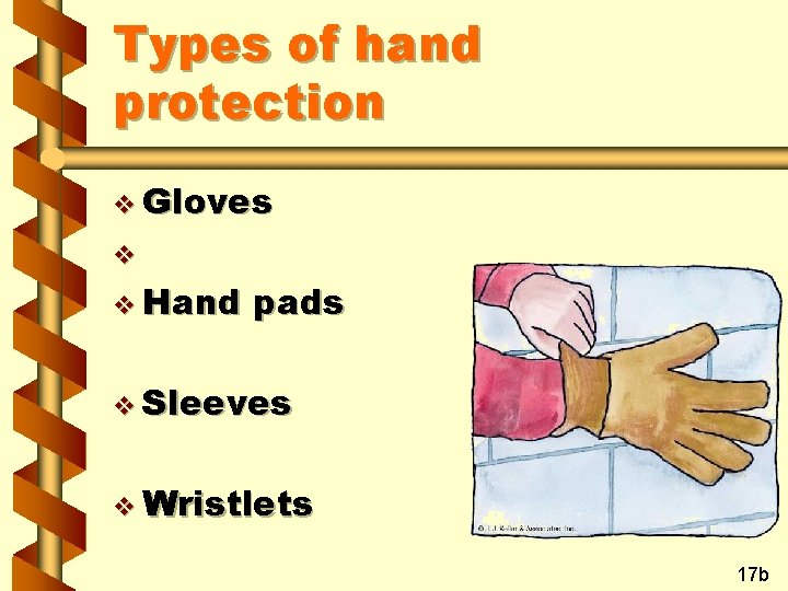 Types of hand protection v Gloves v v Hand pads v Sleeves v Wristlets