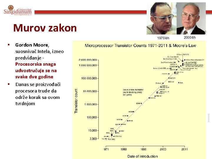  Murov zakon 1970 -tih § § Gordon Moore, suosnivač Intela, izneo predviđanje -