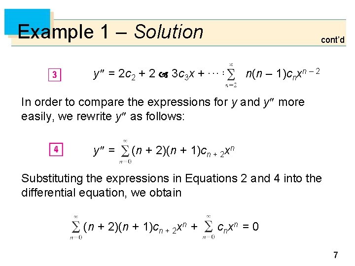 Example 1 – Solution cont’d y = 2 c 2 + 2 3 c