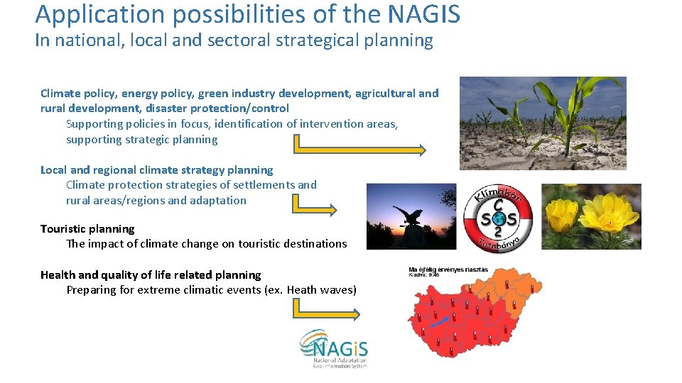 Application possibilities of the NAGIS In national, local and sectoral strategical planning Climate policy,