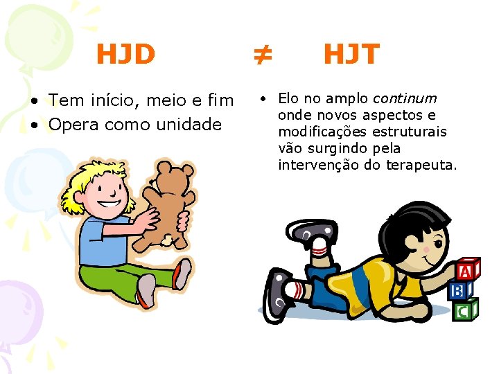 HJD • Tem início, meio e fim • Opera como unidade ≠ HJT •