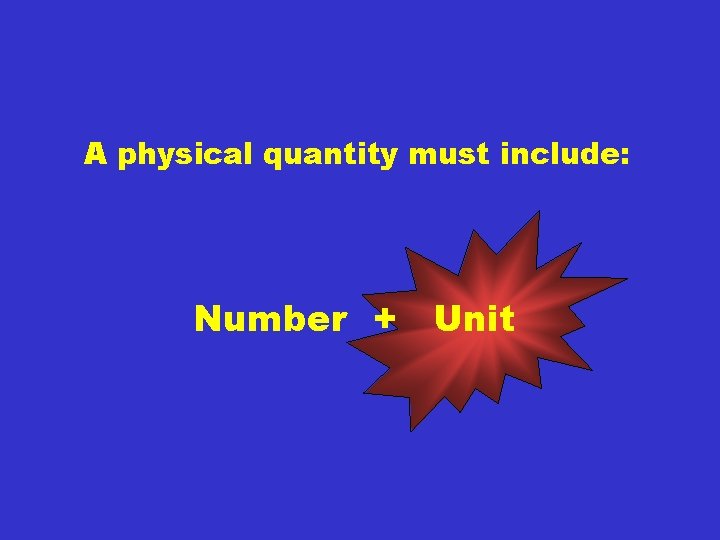 A physical quantity must include: Number + Unit 