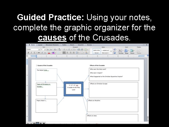 Guided Practice: Using your notes, complete the graphic organizer for the causes of the