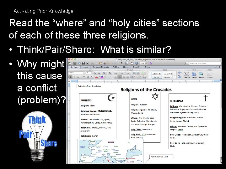Activating Prior Knowledge Read the “where” and “holy cities” sections of each of these