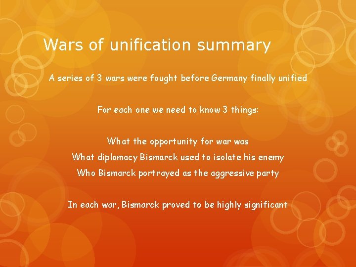 Wars of unification summary A series of 3 wars were fought before Germany finally