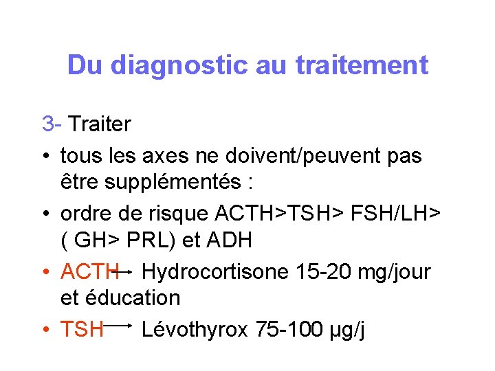 Du diagnostic au traitement 3 - Traiter • tous les axes ne doivent/peuvent pas Du diagnostic au traitement 3 - Traiter • tous les axes ne doivent/peuvent pas