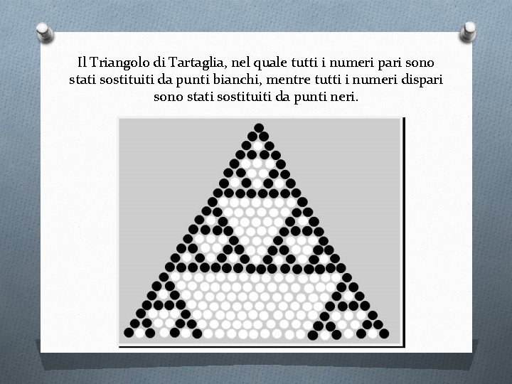 Il Triangolo di Tartaglia, nel quale tutti i numeri pari sono stati sostituiti da