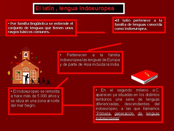 El latín , lengua indoeuropea • Por familia lingüística se entiende el conjunto de