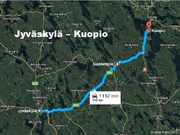 Jyväskylä – Kuopio 9. 11. 2020 24 (Google Maps 2017) 