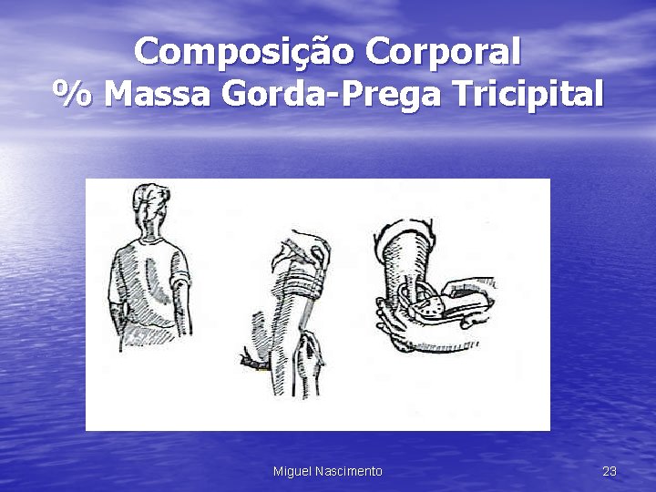 Composição Corporal % Massa Gorda-Prega Tricipital Miguel Nascimento 23 
