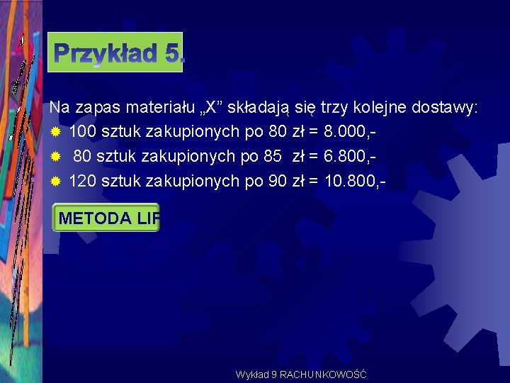 Na zapas materiału „X” składają się trzy kolejne dostawy: ® 100 sztuk zakupionych po