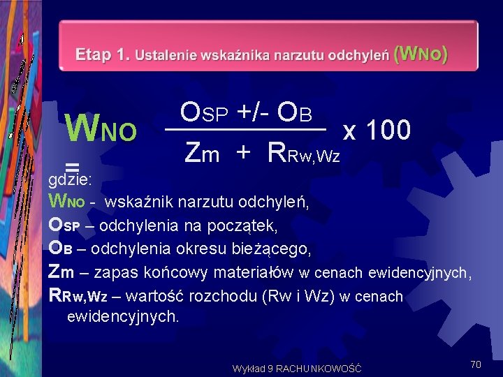 WNO = OSP +/- OB x 100 Zm + RRw, Wz gdzie: WNO -