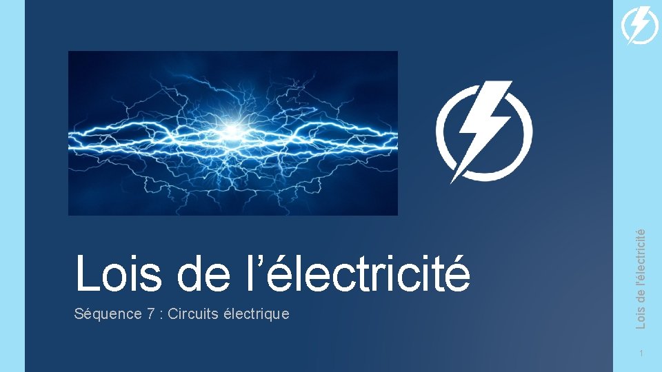 Séquence 7 : Circuits électrique Lois de l'électricité Lois de l’électricité 1 