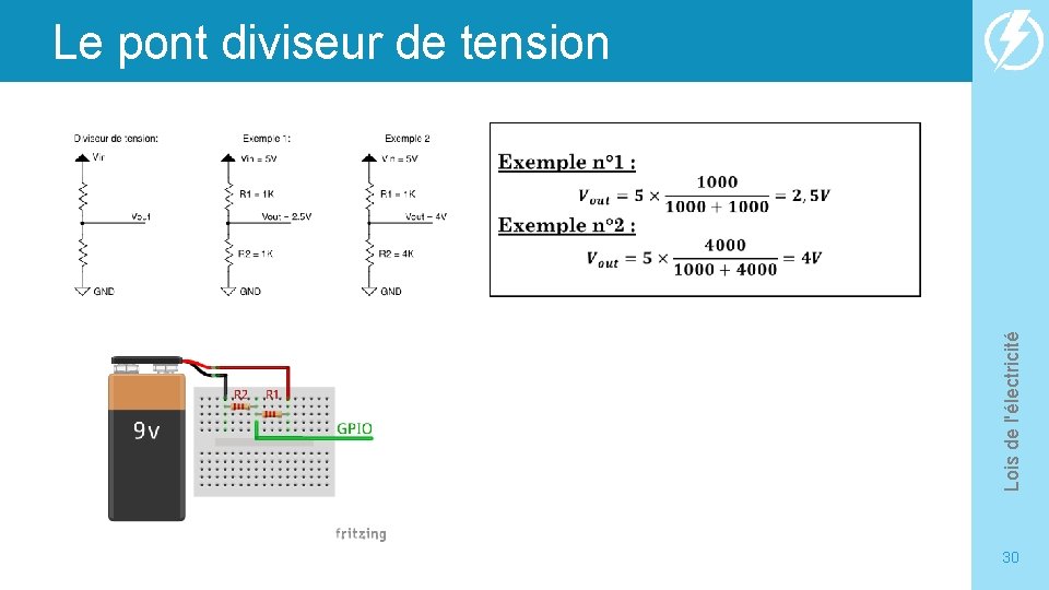 Le pont diviseur de tension Lois de l'électricité 30 