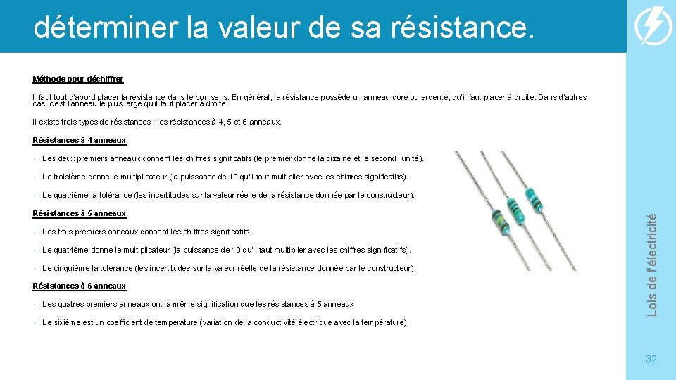 déterminer la valeur de sa résistance. Méthode pour déchiffrer ll faut tout d'abord placer