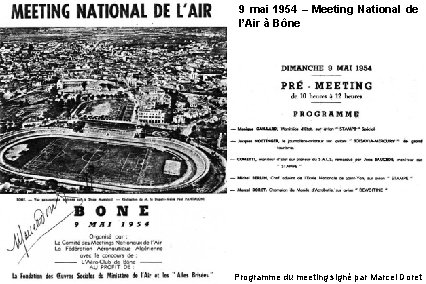 9 mai 1954 – Meeting National de l’Air à Bône Programme du meeting signé