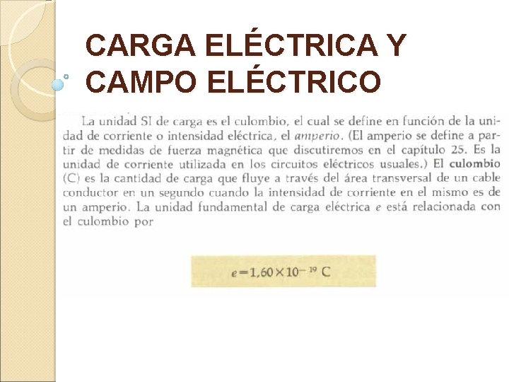 CARGA ELÉCTRICA Y CAMPO ELÉCTRICO 