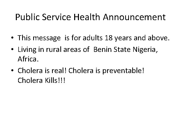 Public Service Health Announcement • This message is for adults 18 years and above.