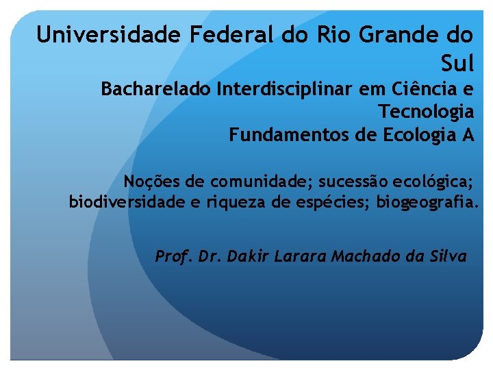 Universidade Federal do Rio Grande do Sul Bacharelado Interdisciplinar em Ciência e Tecnologia Fundamentos