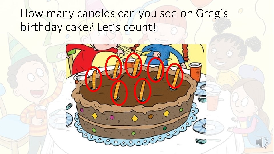 How many candles can you see on Greg’s birthday cake? Let’s count! 