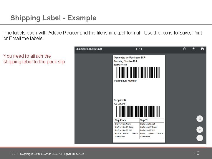 Shipping Label - Example The labels open with Adobe Reader and the file is