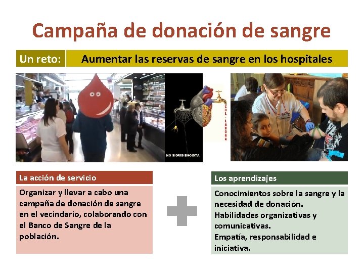 Campaña de donación de sangre Un reto: Aumentar las reservas de sangre en los