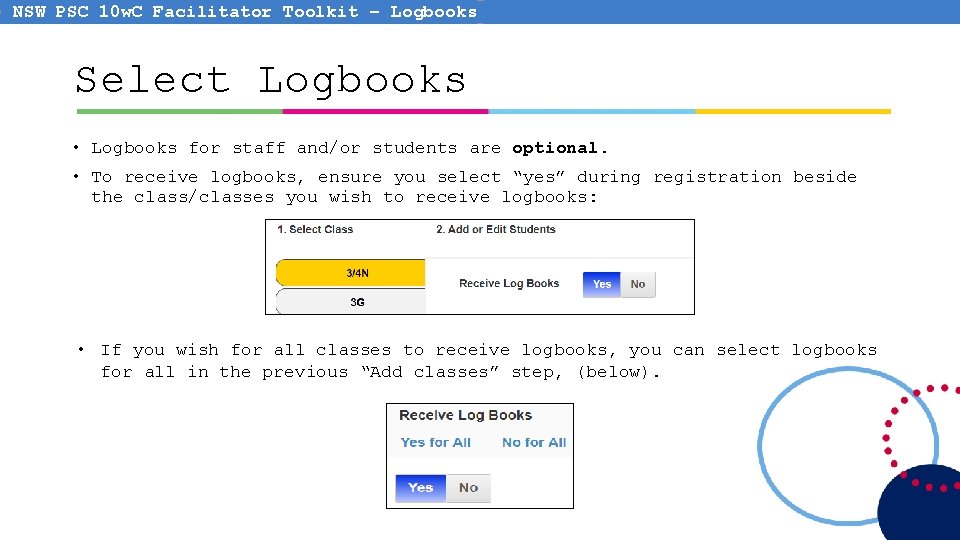 NSW PSC 10 w. C Facilitator Toolkit – Logbooks Select Logbooks • Logbooks for NSW PSC 10 w. C Facilitator Toolkit – Logbooks Select Logbooks • Logbooks for