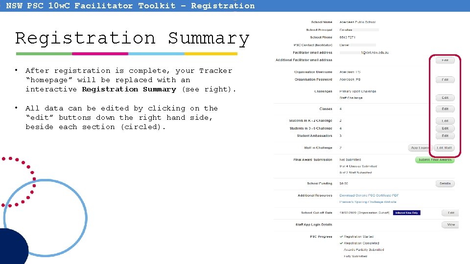 NSW PSC 10 w. C Facilitator Toolkit – Registration Summary • After registration is NSW PSC 10 w. C Facilitator Toolkit – Registration Summary • After registration is