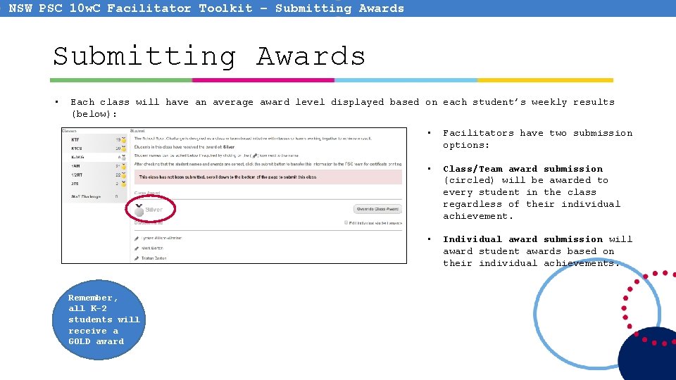 NSW PSC 10 w. C Facilitator Toolkit – Submitting Awards • Each class will NSW PSC 10 w. C Facilitator Toolkit – Submitting Awards • Each class will