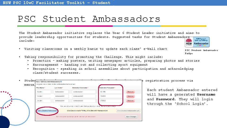 NSW PSC 10 w. C Facilitator Toolkit – Student Ambassadors PSC Student Ambassadors The NSW PSC 10 w. C Facilitator Toolkit – Student Ambassadors PSC Student Ambassadors The