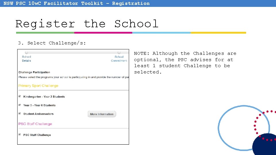 NSW PSC 10 w. C Facilitator Toolkit – Registration Register the School 3. Select NSW PSC 10 w. C Facilitator Toolkit – Registration Register the School 3. Select