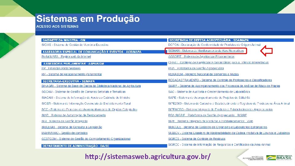 http: //sistemasweb. agricultura. gov. br/ http: //sistemasweb. agricultura. gov. br/