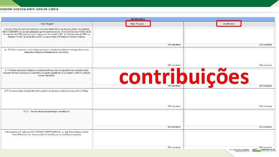contribuições contribuições