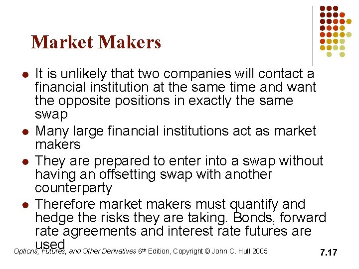 Market Makers It is unlikely that two companies will contact a financial institution at Market Makers It is unlikely that two companies will contact a financial institution at
