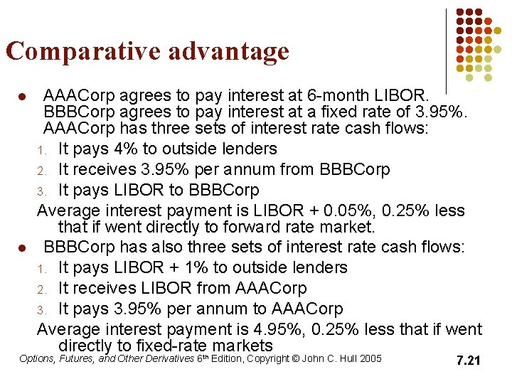 Comparative advantage l l AAACorp agrees to pay interest at 6 -month LIBOR. BBBCorp