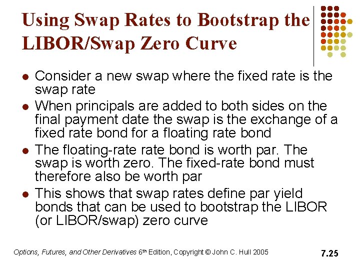 Using Swap Rates to Bootstrap the LIBOR/Swap Zero Curve l l Consider a new