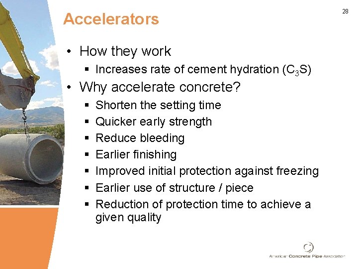 Accelerators • How they work § Increases rate of cement hydration (C 3 S) Accelerators • How they work § Increases rate of cement hydration (C 3 S)