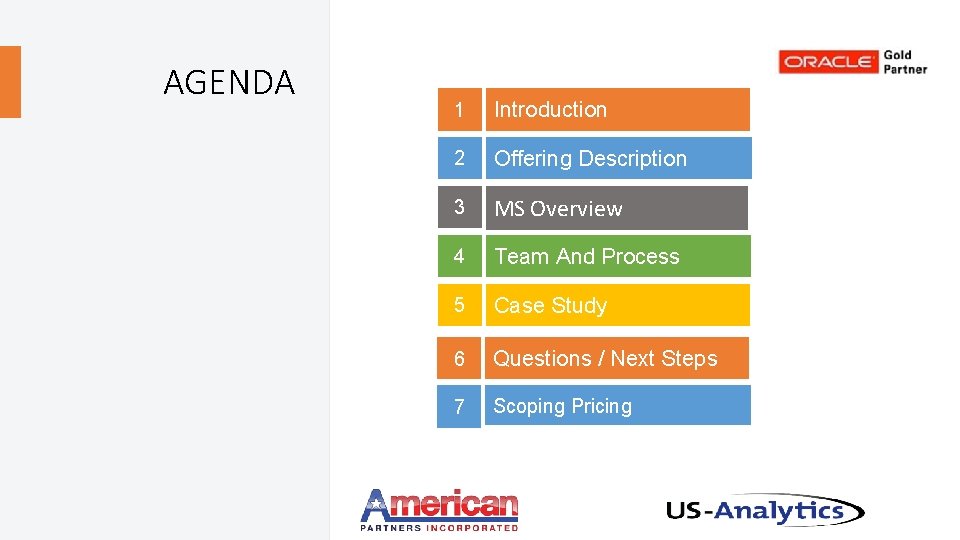 AGENDA 1 Introduction 2 Offering Description 3 MS Overview 4 Team And Process 5