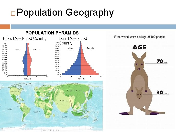  Population Geography POPULATION PYRAMIDS More Developed Country Less Developed Country 