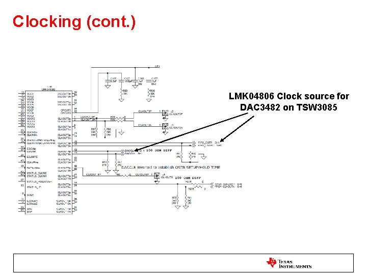 Clocking (cont. ) LMK 04806 Clock source for DAC 3482 on TSW 3085 
