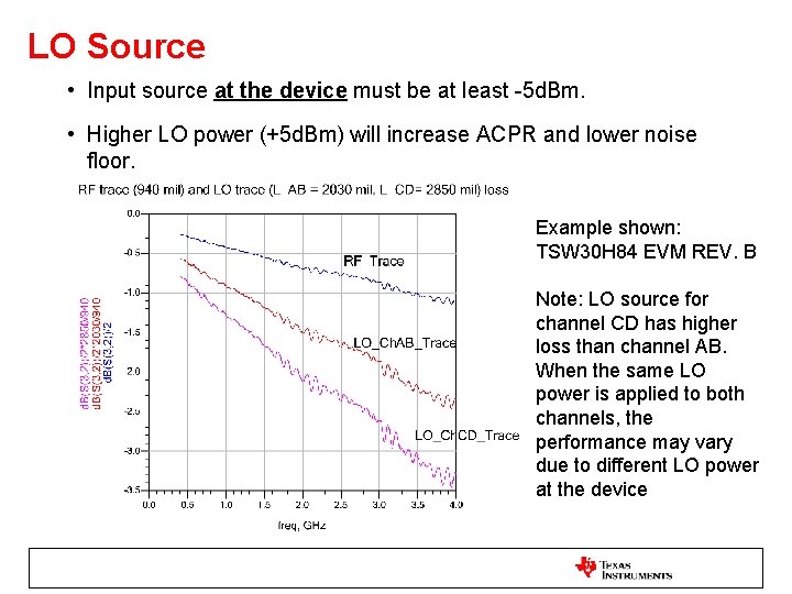 LO Source • Input source at the device must be at least -5 d.