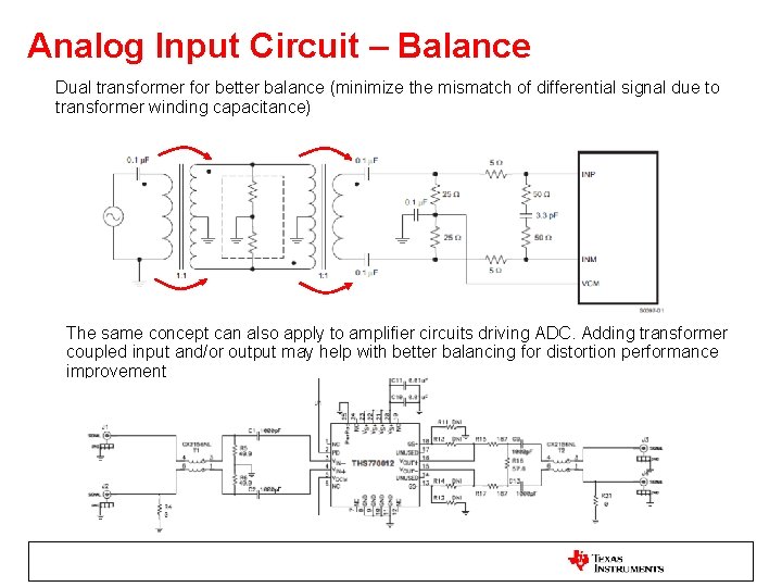 Analog Input Circuit – Balance Dual transformer for better balance (minimize the mismatch of